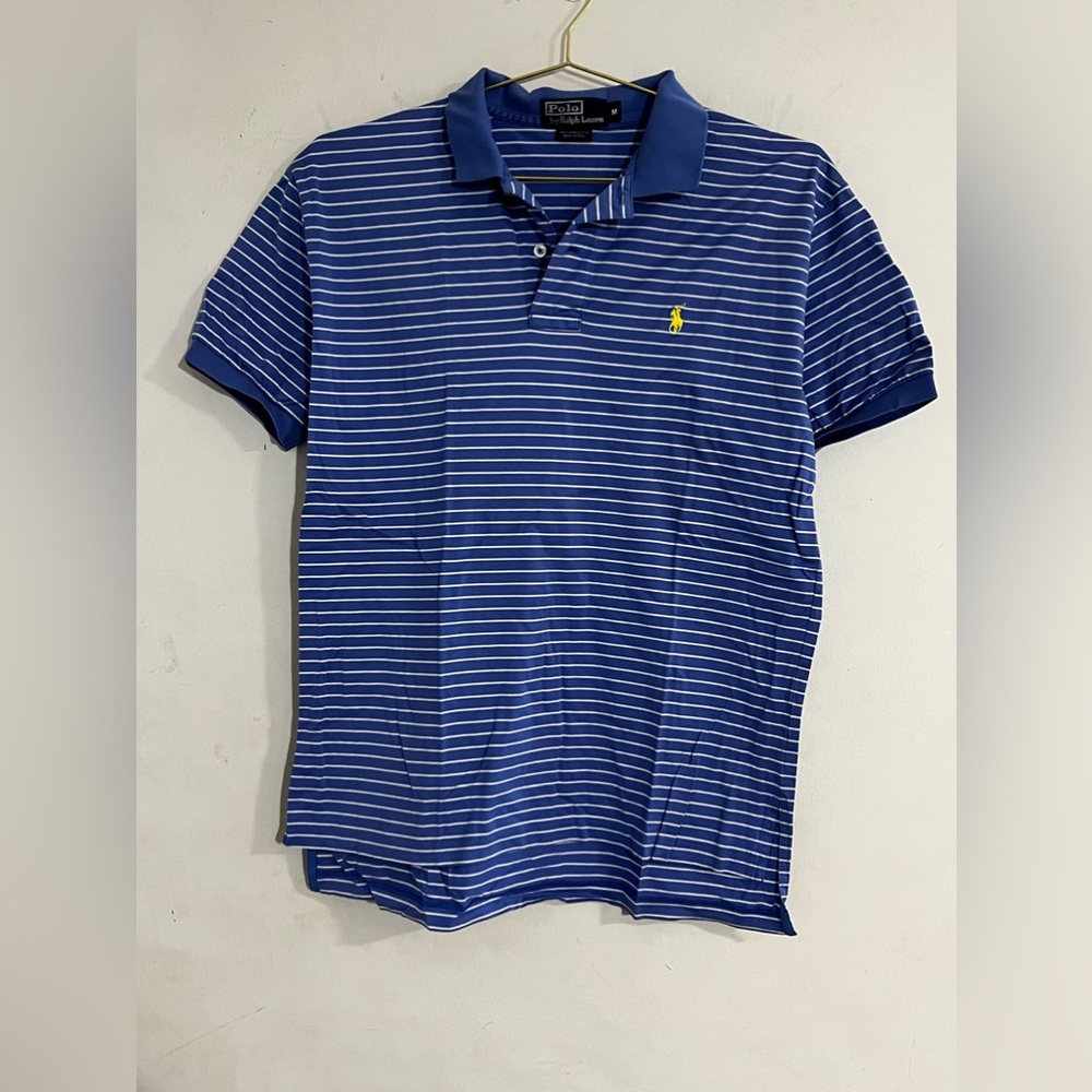 Polo Ralph Lauren mens collar Button down shirt striped blue medium